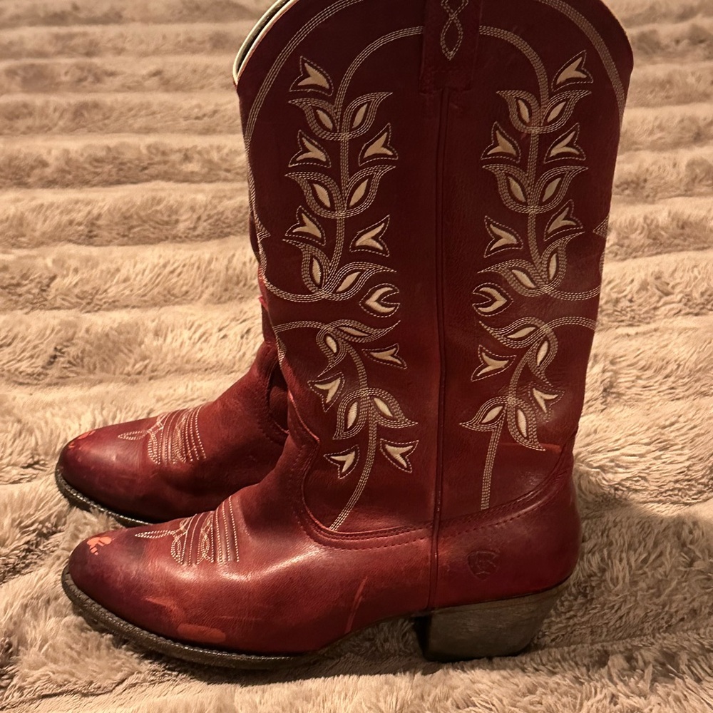 Ariat Red Embroidered Heeled Boots